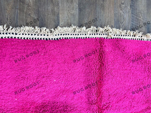 Handwoven Moroccan Azilal Rug | Vibrant Pink & White Striped Wool Masterpiece