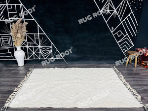 Bohemian Chic Rug | Handwoven Moroccan Wool in Creamy White Tones