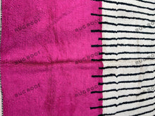 Load image into Gallery viewer, Handwoven Moroccan Azilal Rug | Vibrant Pink &amp; White Striped Wool Masterpiece
