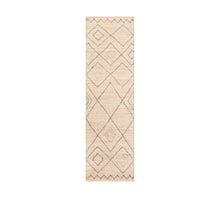 Load image into Gallery viewer, Handwoven Jute &amp; Wool Rug with Diamond Pattern in Natural &amp; Gray – Flatweave
