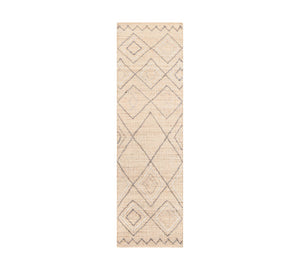 Handwoven Jute & Wool Rug with Diamond Pattern in Natural & Gray – Flatweave