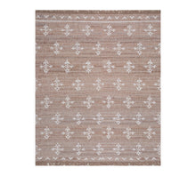 Load image into Gallery viewer, Handwoven Jute &amp; Wool Rug with Floral Motif in Natural &amp; Ivory – Flatweave
