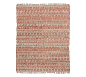 Handwoven Jute & Cotton Rug with Tribal Design in Natural & Terracotta – Flatweave