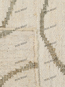 Handwoven Wool & Jute Rug with Abstract Line Pattern - Ivory & Gray