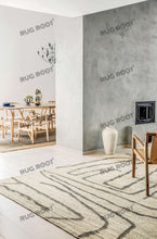 Load image into Gallery viewer, Handwoven Wool &amp; Jute Rug with Abstract Line Pattern - Ivory &amp; Gray
