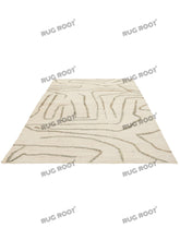 Load image into Gallery viewer, Handwoven Wool &amp; Jute Rug with Abstract Line Pattern - Ivory &amp; Gray
