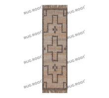 Load image into Gallery viewer, Handwoven Jute &amp; Wool Rug with Southwestern Cross Pattern - Beige &amp; Charcoal
