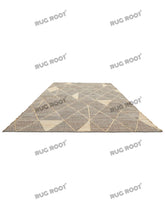 Load image into Gallery viewer, Handwoven Jute &amp; Wool Rug with Geometric Diamond Pattern - Earthy Gray &amp; Beige
