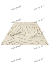 Load image into Gallery viewer, Handwoven Wool &amp; Jute Rug with Abstract Line Pattern - Ivory &amp; Gray
