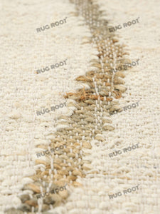 Handwoven Wool & Jute Rug with Abstract Line Pattern - Ivory & Gray