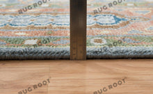 Load image into Gallery viewer, Silver Grey Oriental Rug with Rust Border | Hand-Knotted Design for Spacious Living Rooms
