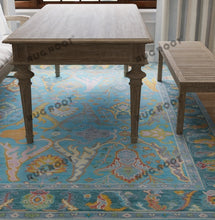 Load image into Gallery viewer, Oceanic Harmony | Hand Knotted Oushak Rug | Teal &amp; Blue Fusion
