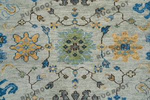 Serene Harmony | Gray & Blue Oushak Rug | Modern Area Rug