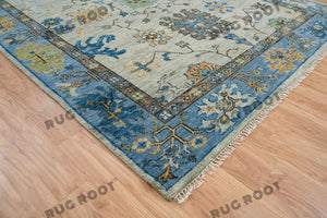 Serene Harmony | Gray & Blue Oushak Rug | Modern Area Rug