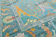 Load image into Gallery viewer, Oceanic Harmony | Hand Knotted Oushak Rug | Teal &amp; Blue Fusion
