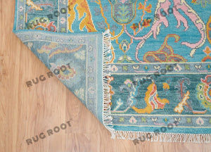 Oceanic Harmony | Hand Knotted Oushak Rug | Teal & Blue Fusion