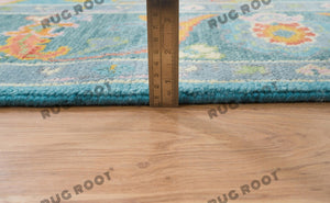 Oceanic Harmony | Hand Knotted Oushak Rug | Teal & Blue Fusion