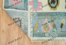 Load image into Gallery viewer, Ivory Elegance | Handwoven Oushak Rug with Baby Blue Accents
