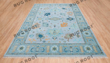 Load image into Gallery viewer, Azure Dreamscape | Handwoven Oushak Rug with Lavender Accents | Blue
