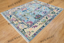 Load image into Gallery viewer, Lilac Tapestry | Hand KNotted Oushak Rug with Cream &amp; Blue Accents
