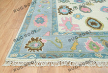 Load image into Gallery viewer, Ivory Elegance | Handwoven Oushak Rug with Baby Blue Accents
