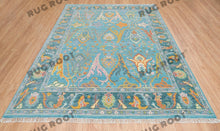 Load image into Gallery viewer, Oceanic Harmony | Hand Knotted Oushak Rug | Teal &amp; Blue Fusion
