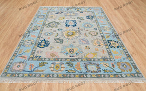 Hand-Knotted Turkish Rug | Vibrant Colors with Navy Accents | Large