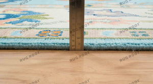 Sky Symphony | Handmade Oushak rug with Intense Orange accents and a Relaxing Blue color