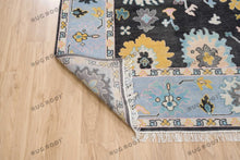 Load image into Gallery viewer, Modern Drama | Black &amp; Blue Oushak Rug with Vibrant Touches
