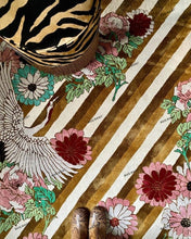Load image into Gallery viewer, Hand-Tufted Designer Floral Crane Rug - 9&#39; x 12&#39; Gold Color
