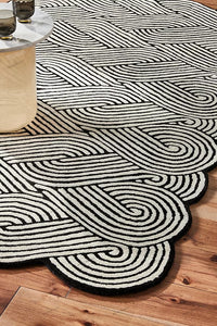 Hand Tufted Wave Design Rug Irregular Shape Multiple Colors For Bedroom