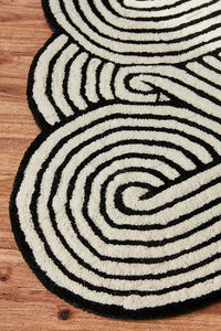 Hand Tufted Wave Design Rug Irregular Shape Multiple Colors For Bedroom