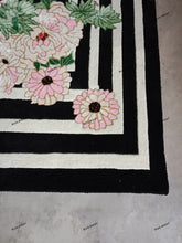 Load image into Gallery viewer, Hand Tufted Floral and Crane Designer Rug with Viscose Accents 10x14 Black &amp; Navy Blue
