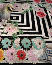 Load image into Gallery viewer, Hand Tufted Floral and Crane Designer Rug with Viscose Accents 10x14 Black &amp; Navy Blue
