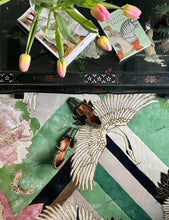 Load image into Gallery viewer, Hand-Tufted Designer Crane and Floral Rug with Viscose Accents 9&#39; x 12&#39; (Green and Pink)
