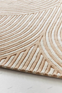 Hand Tufted Ivory Geometric Patterned Rug - Modern Design