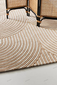 Hand Tufted Ivory Geometric Patterned Rug - Modern Design