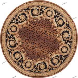 Hand Tufted Floral Leopard Design Rug 10x14 (Brown, Beige Color)