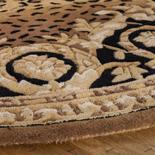 Load image into Gallery viewer, Hand Tufted Floral Leopard Design Rug 10x14 (Brown, Beige Color)
