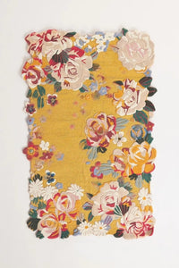 Vibrant Yellow Floral Hand-Tufted Rug with colorful flowers, perfect for living rooms, bedrooms, and dining areas