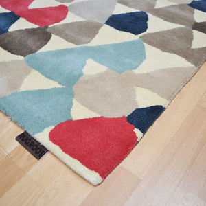 Hand Tufted Rug Colorful Geometric Pattern Multi Colors