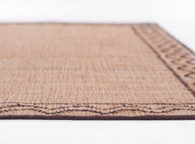 Load image into Gallery viewer, Handwoven Jute Rug with Brown Zigzag Border – Flatweave
