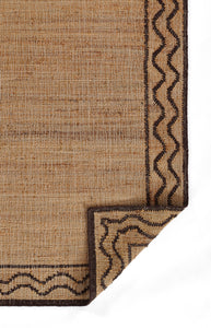 Handwoven Jute Rug with Brown Zigzag Border – Flatweave