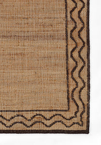 Handwoven Jute Rug with Brown Zigzag Border – Flatweave