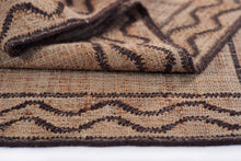 Load image into Gallery viewer, Handwoven Jute Rug with Brown Zigzag Border – Flatweave
