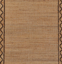 Load image into Gallery viewer, Handwoven Jute Rug with Brown Zigzag Border – Flatweave
