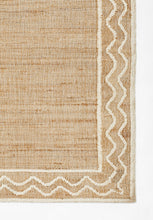 Load image into Gallery viewer, Handwoven Jute Rug with Ivory Zigzag Border – Flatweave
