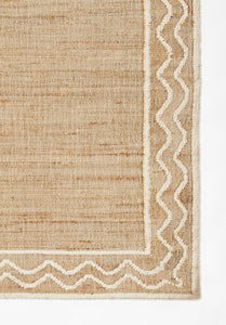 Handwoven Jute Rug with Ivory Zigzag Border – Flatweave