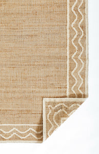 Handwoven Jute Rug with Ivory Zigzag Border – Flatweave