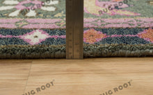 Load image into Gallery viewer, Emerald &amp; Navy Tapestry | Handwoven Turkish Oushak Rug with Pink Accents | Wool
